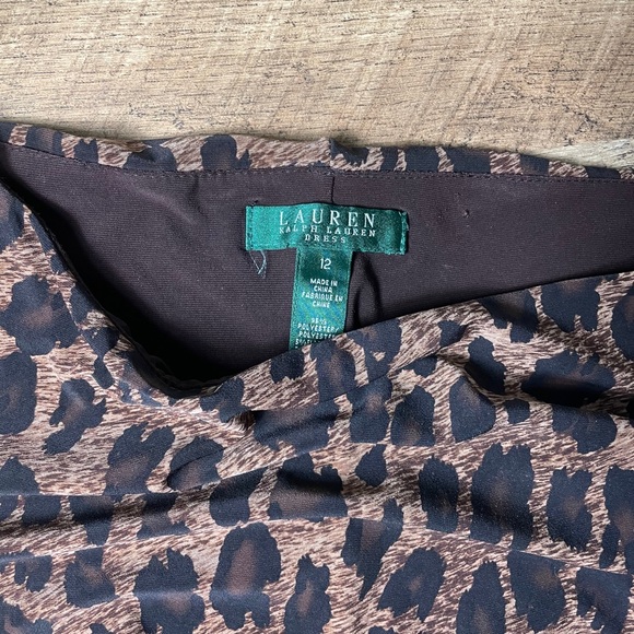 Ralph Lauren Leopard Dress Jersey material Side Ruching sleeveless - Picture 5 of 9